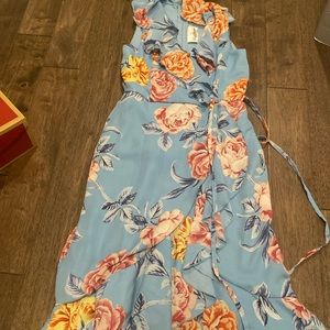 Formal light blue dress with flowers